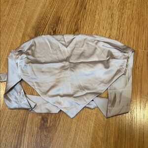 Satin Bandeau Wrap Top in Light Silver